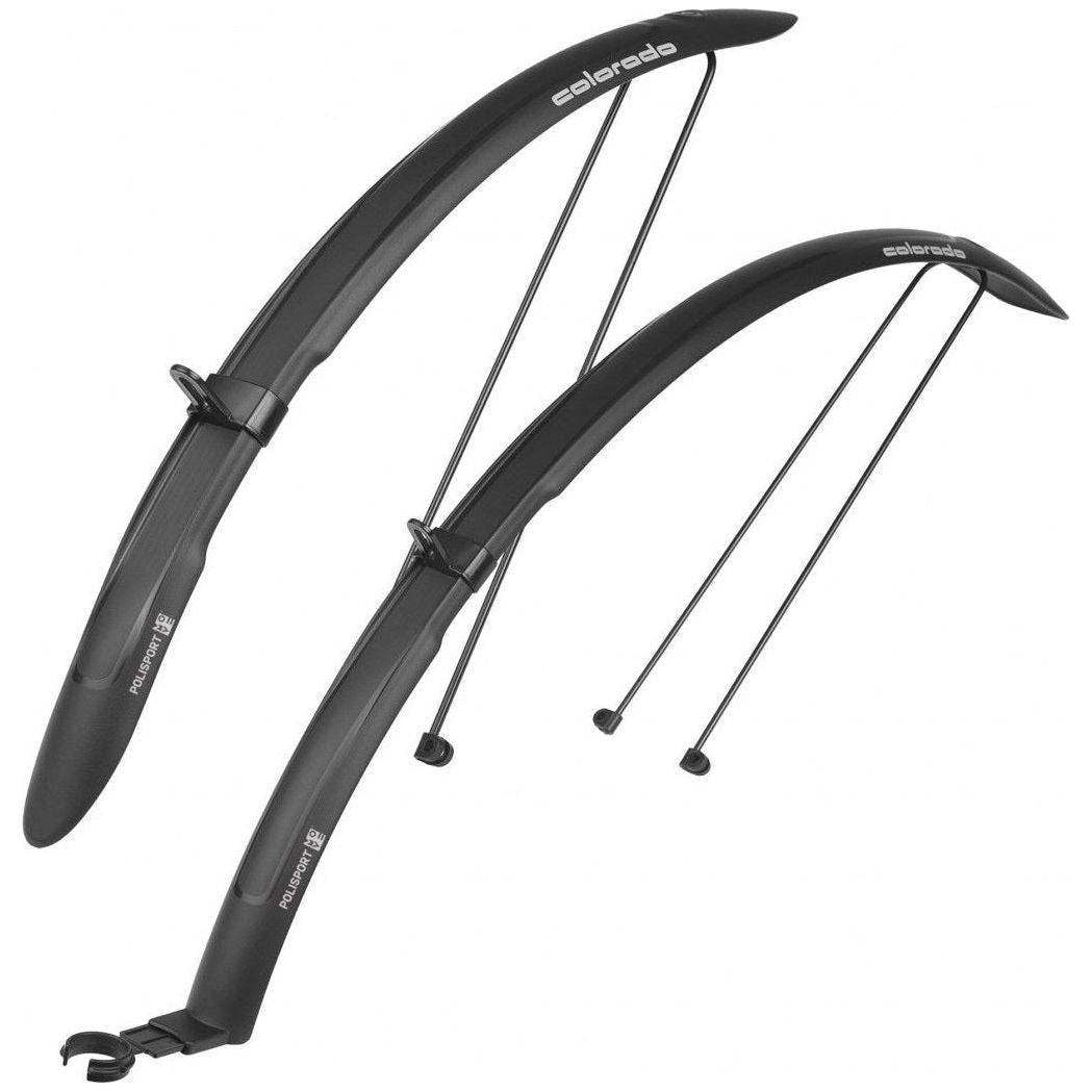 Polisport Colorado City 28" spatbordenset met verstelbare L-beugel in zwart, geschikt voor stadsfietsen en mountainbikes