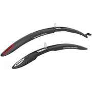 Polisport Colorado 26" spatbordenset met verstelbare L-beugel in zwart, geschikt voor mountainbikes en fietsen.