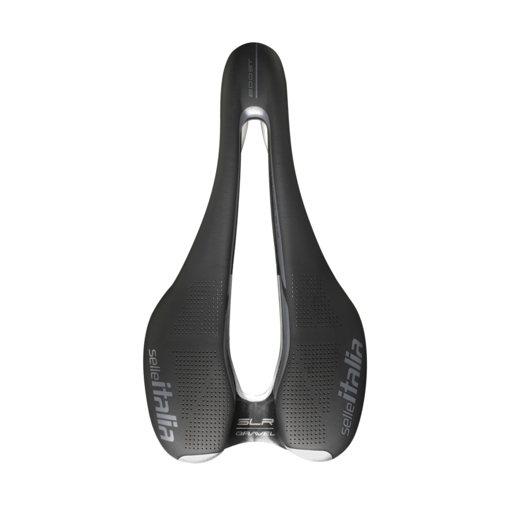 Selle Italia SLR Boost Gravel Superflow zadel voor racefiets en MTB, met titanium 316 rails en ergonomisch ontwerp