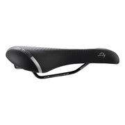 Zwart Selle Italia Lady Gel Flow Manganese L2 stadsfiets zadel met gelvulling en comfortabele vorm.
