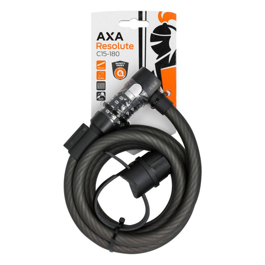 Kabelslot Axa Resolute Code 180cm x 15mm Zwart - Le Coq Wielerartikelen