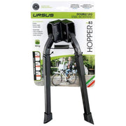 Zwarte Ursus Hopper 300 mm middenstandaard met 2 poten, geschikt voor zware machines en stabiliteit.