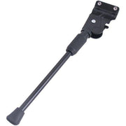 Zwarte Edge aluminium zijstandaard voor 28-inch fietsen, 2 bouten, 40 mm boutafstand, stevig en lichtgewicht.