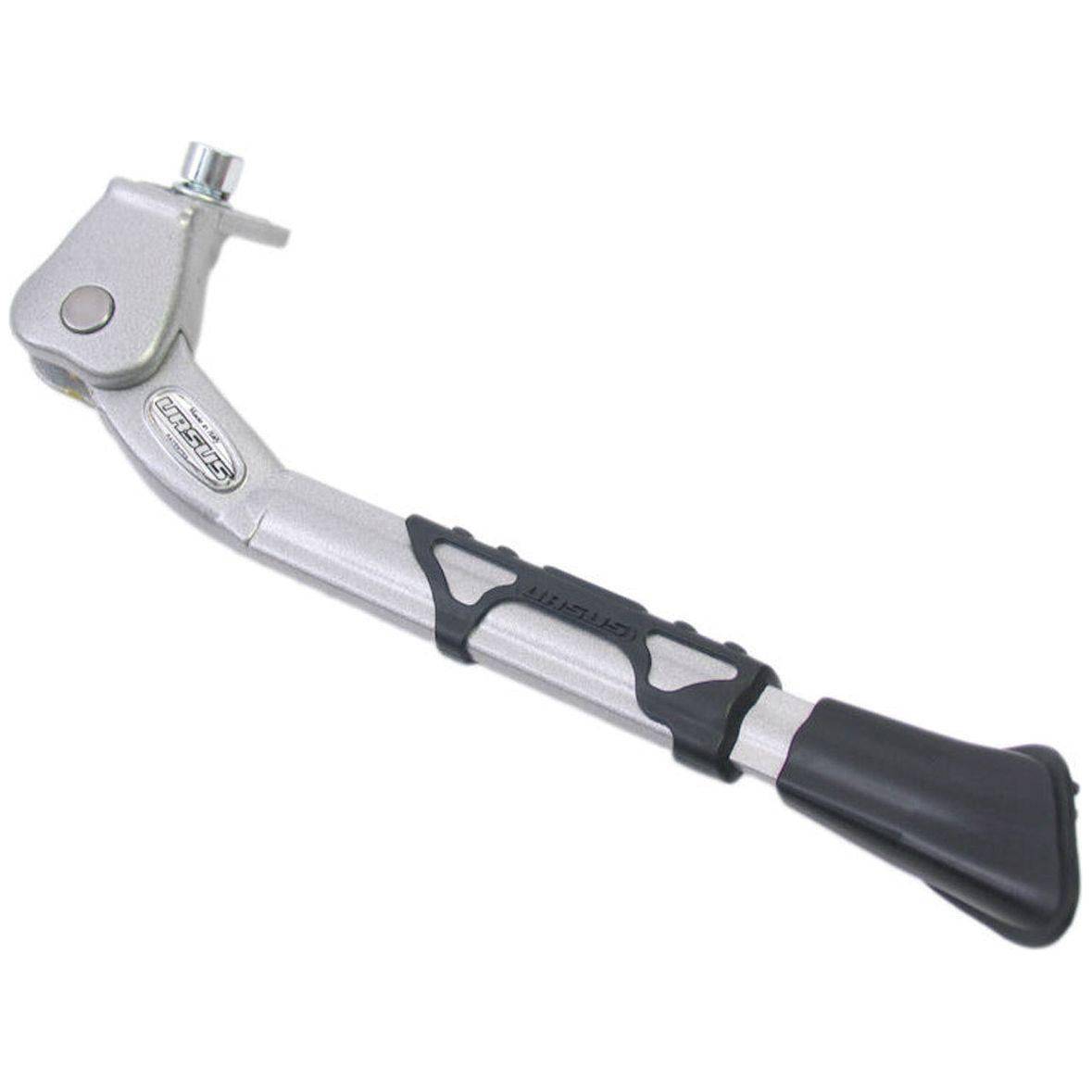 Ursus King verstelbare zijstandaard met brede bevestigingsplaat voor 24-28 inch fietsen, stabiel en stevig.