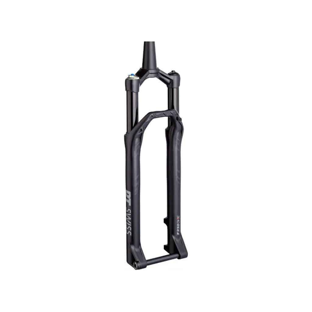 Zwarte DT Swiss MTB voorvork 29" F232 One Boost, magnesium, 100mm veerweg, 51mm offset, geschikt voor voorwielen 11/8-11/2"