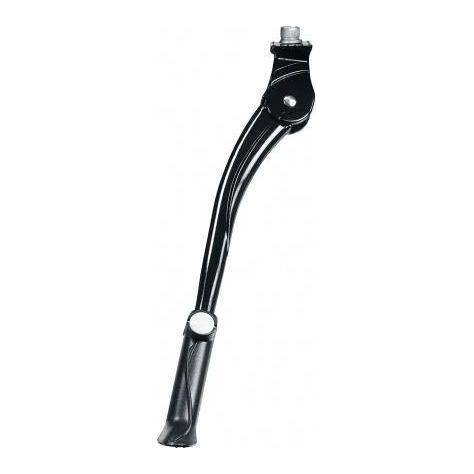 Zwarte Ergotec Comfort verstelbare middenstandaard voor 26-28 inch fietsen, gemaakt van lichtgewicht aluminium Al 6061.