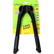 Zwarte Ursus Jumbo Evo 26" middenstandaard met 2-pootsysteem voor fietsondersteuning en stabiliteit.