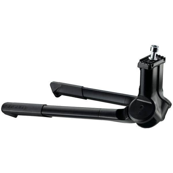 Ursus Jumbo Evo middenstandaard 2-poot met crankbescherming, zwart, 275 mm voor fietsen of e-bikes.