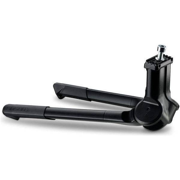 Zwarte Ursus Jumbo Evo 300 mm middenstandaard met twee poten, geschikt voor zware belastingen tot 80 kg, zichtbaar op de afbeelding