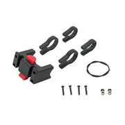 Zwarte KLICKfix stuuradapter voor diameter 22-26 mm en 31,8 mm, geschikt voor fietstas en fietstoebehoren.