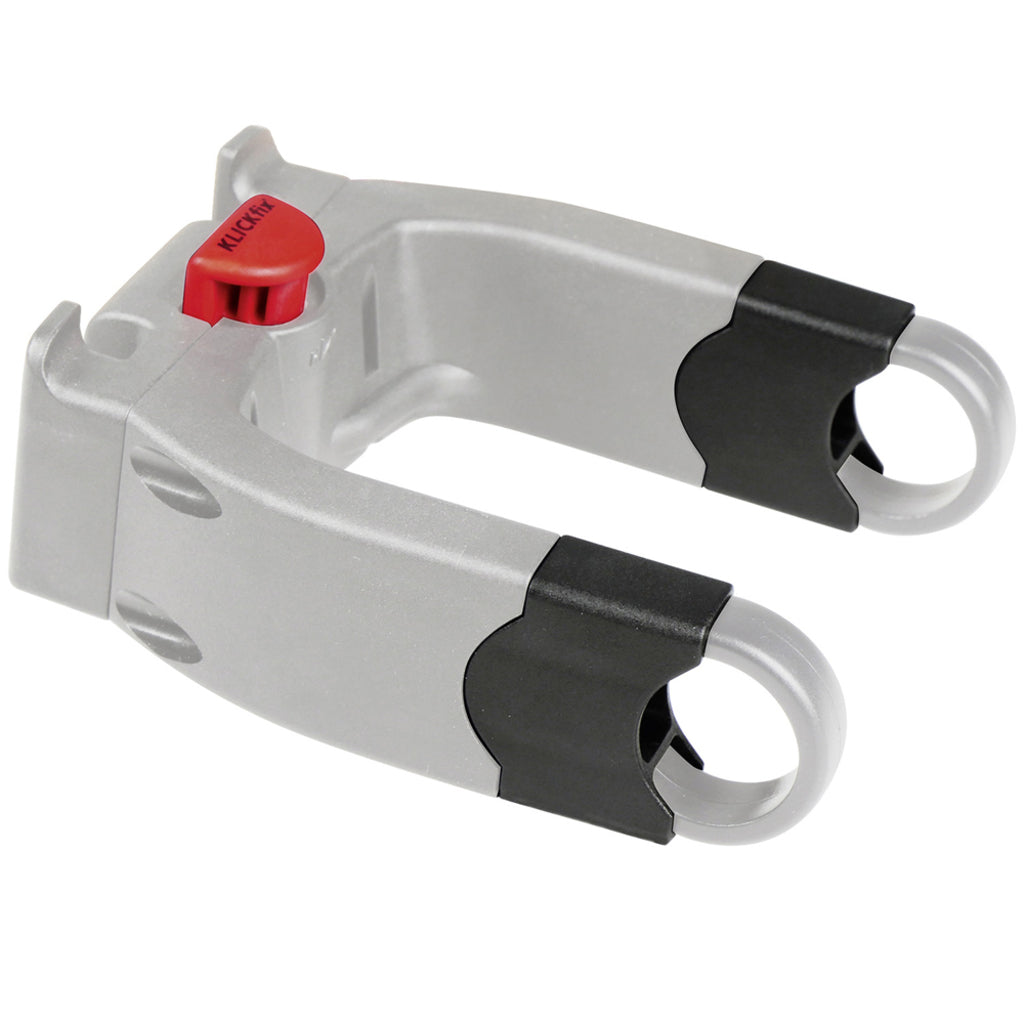 Set van twee zwarte KLICKfix Adapterverlengers voor stuuradapter 25mm, geschikt voor fietsaccessoires, eenvoudig te installeren.