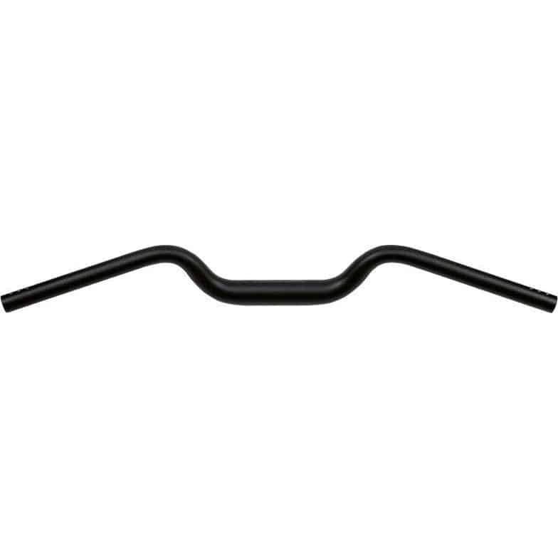 Zwarte Ergotec M-Bar stadsfietsstuur Ø31,8 mm, 700 mm lang met 44 mm verhoging, zichtbaar in de afbeelding