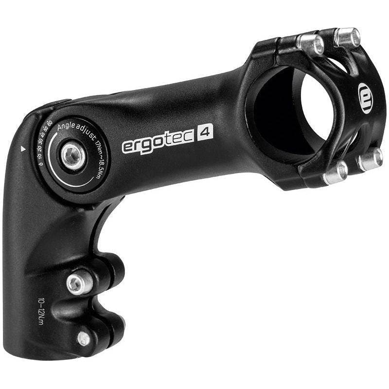 Zwarte Ergotec Octopus Ahead stuurpen, verstelbaar, Ø28,6 mm, 90 mm lengte en 31,8 mm stuurdiameter, voor fietsbesturing