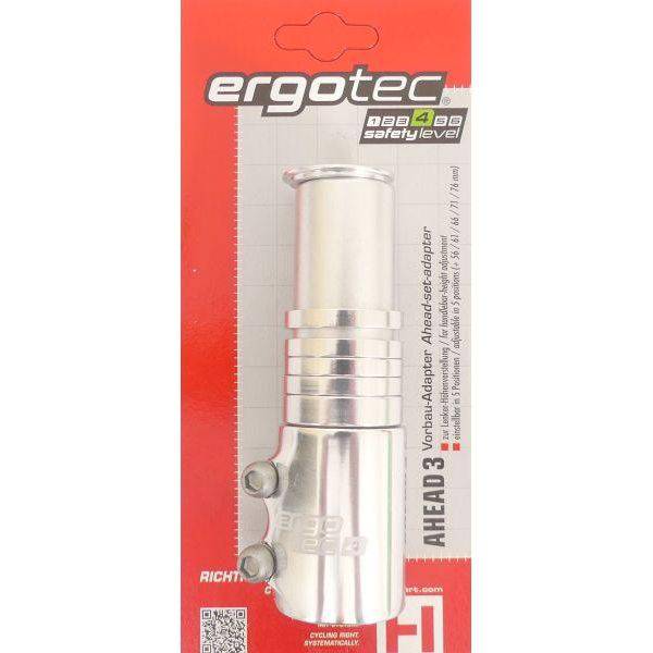 Ergotec Stuurpen Verlenger Ahead 3 - 1-1/8" Al6061 T6 - Zilver - Le Coq Wielerartikelen