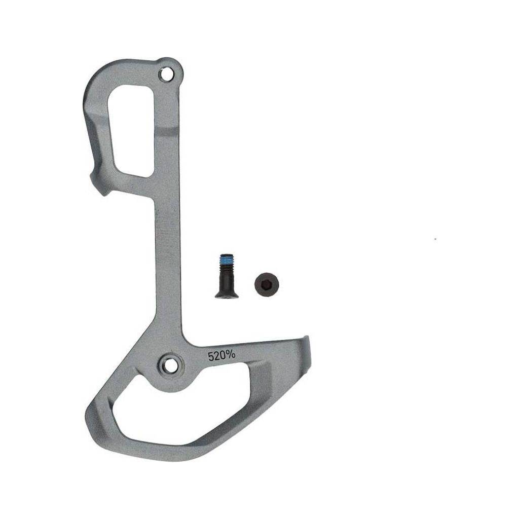 Sram Derad X01 Eagle Kooi Lnb, close-up van de hoogwaardige mountainbike derailleur en kettinggeleider in zwart en zilver