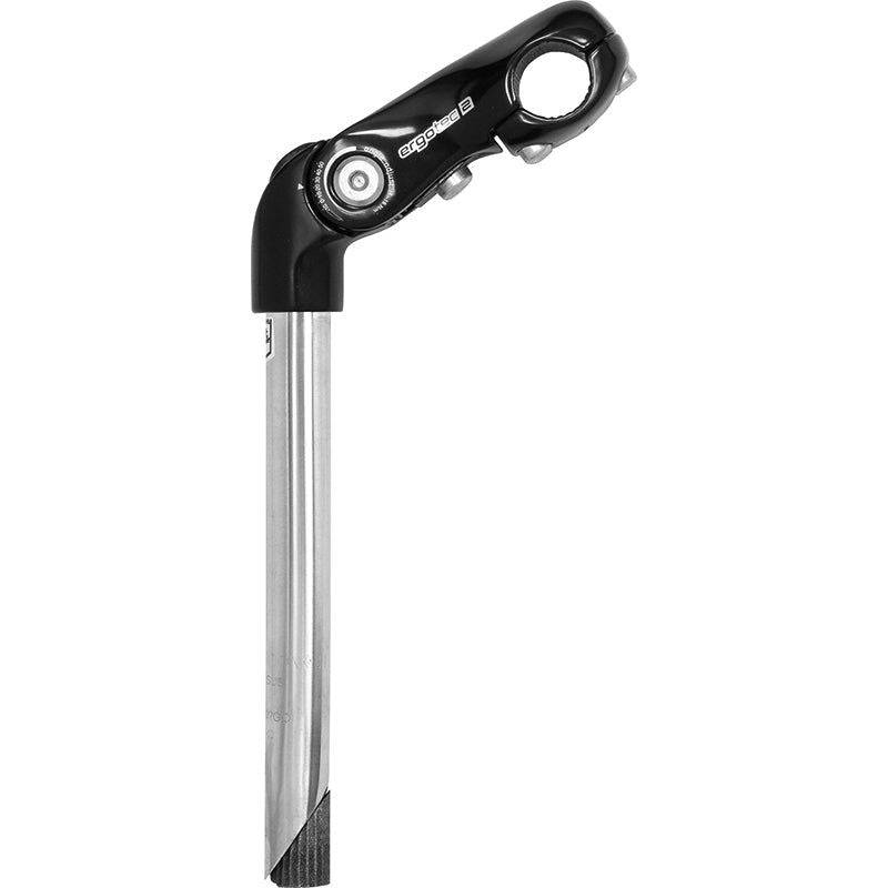 Ergotec Kobra verstelbare stuurpen van roestvrij staal, 25,4 mm dikte, 300 mm lang en 90 graden verstelbaar voor fietsen.