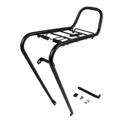 Steco FW2 28" voordrager met retro universele kroonboutbevestiging voor fiets, zwart met bevestigingspunten zichtbaar