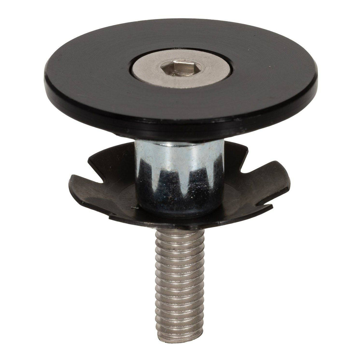 Elvedes balhoofdplug met vlakke bovenkant voor 1 1/8 inch metalen vorkbuis, geschikt voor fietsframe montage