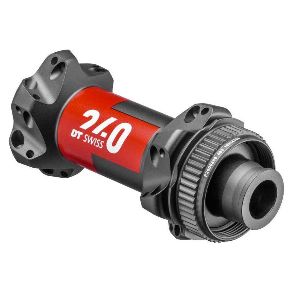 Zwarte DT Swiss 240 Race Disc CL aluminium voornaaf, straightpull, 24G, 100mm steekas, geschikt voor racefietsen