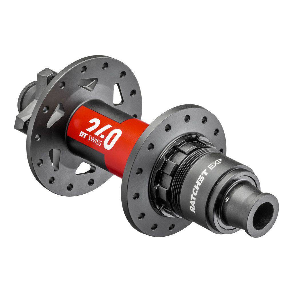 Achternaaf van DT Swiss Naaf DT A 240 ATB, 28G, 142/12 XD, zichtbaar met montage-onderdelen op de afbeelding.