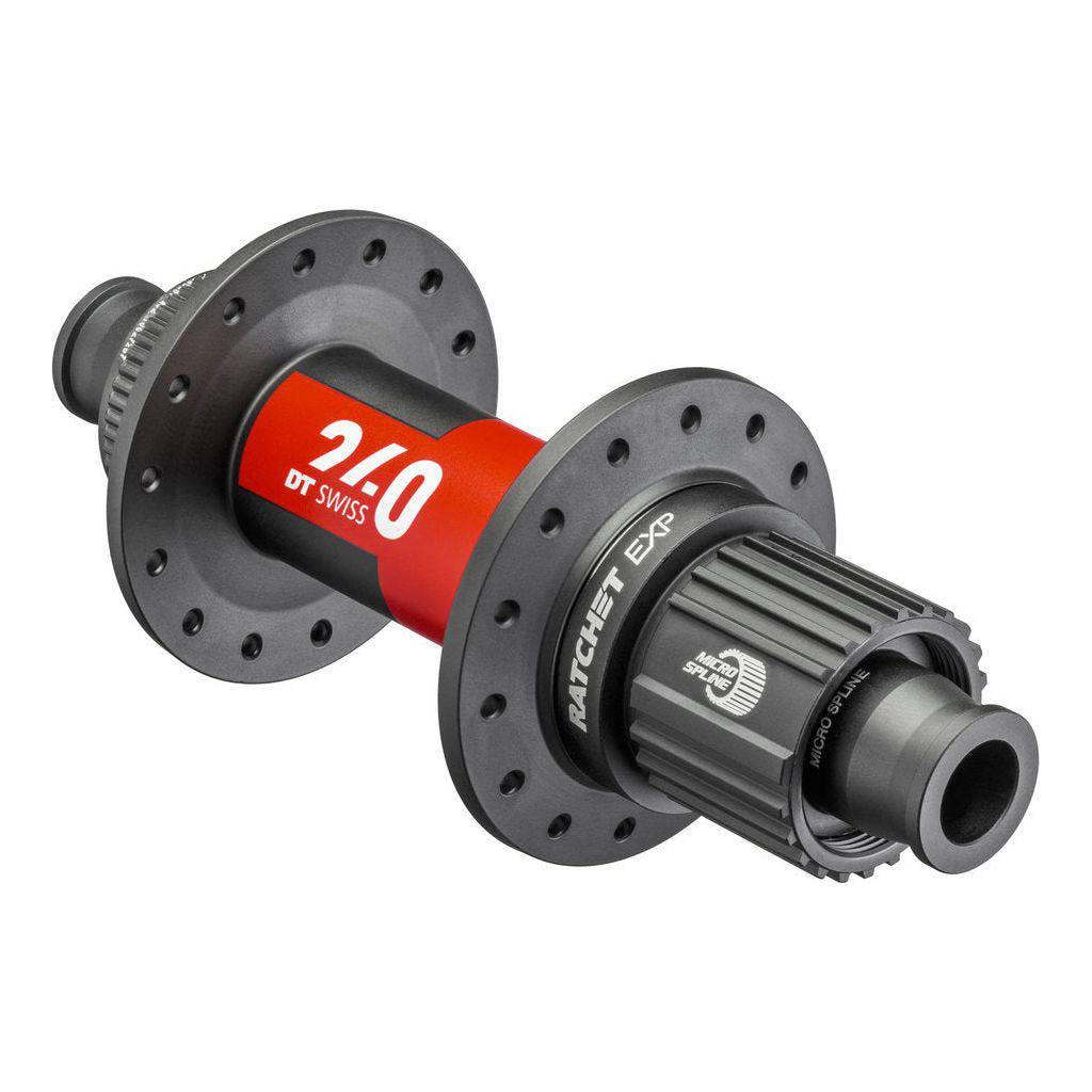 DT Swiss Naaf DT A 240 ATB 32G DB CL achternaaf met 148/12 SH12, zwart, stevige en lichte wielnaaf voor mountainbikes.