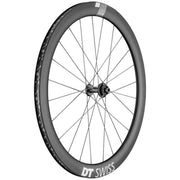 Voorwiel 28" DT Swiss ARC1400 Dicut 50 DB Carbon zwart voor racefiets, slijtvast en aerodynamisch met schijfremmen.