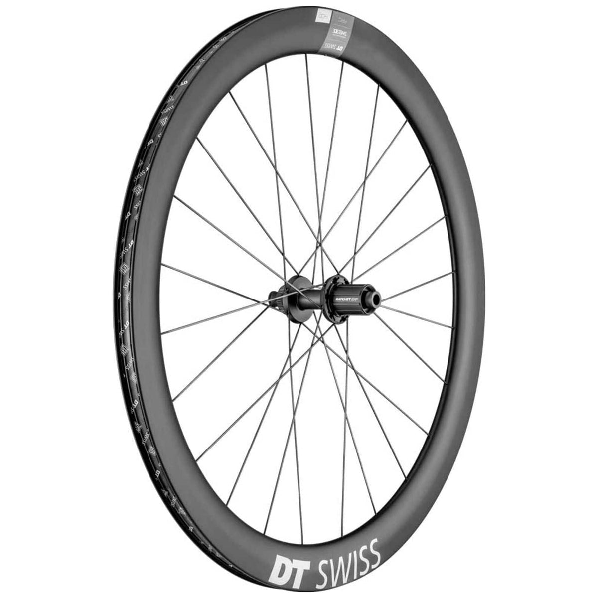 Achterwiel 28 inch DT Swiss ARC1400 Dicut 50 DB SH 10/11V Disc CL Carbon zwart voor racefiets, met schijfrem en aerodynamisch design