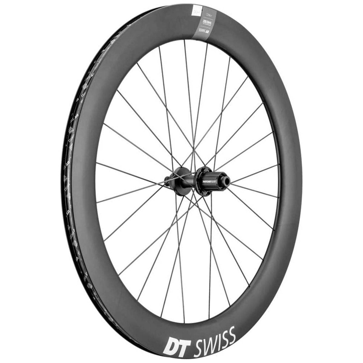 Achterwiel voor racefiets, DT Swiss ARC1400 Dicut 62 DB SH 10/11V Disc CL Carbon zwart, met schijfremmen en aerodynamisch ontwerp