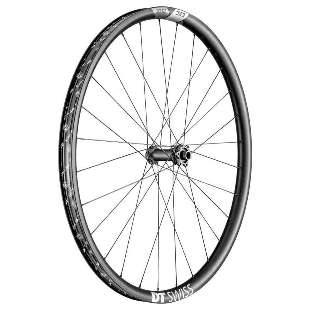 Zwart voorwiel 29" DT Swiss EXC1501 Spline 30 Boost Disc IS MTB wiel met carbon velg en schijfremmontage