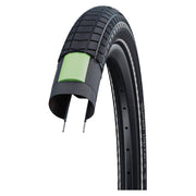 Schwalbe 12" Road Cruiser buitenband voor stadsfiets, groen K-Guard, zwart zonder reflectie, geschikt voor stads- en recreatief gebruik.