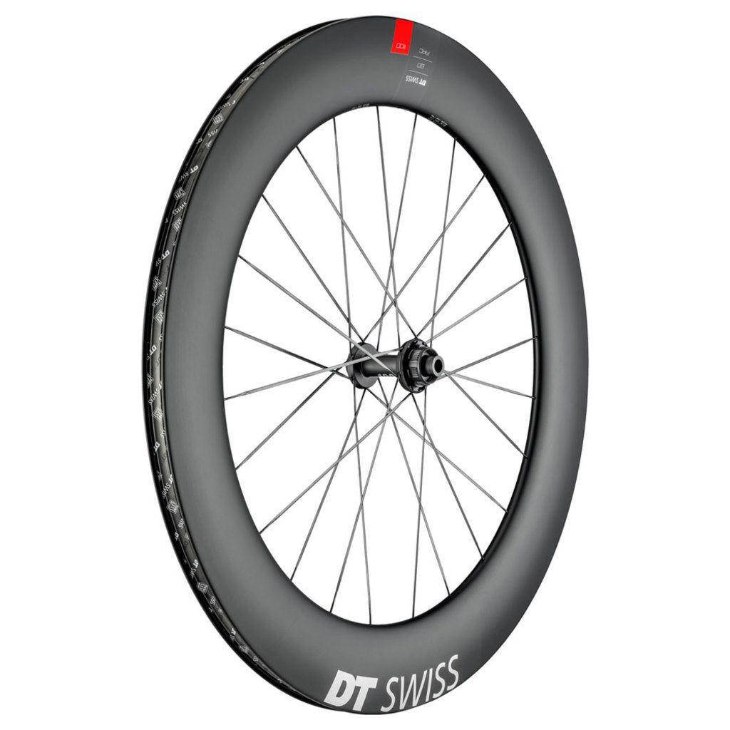 Voorwiel 28 inch DT Swiss ARC1100 Dicut 80 DB carbon racefiets wiel met schijfremmen, zwart, lichte en aerodynamische constructie