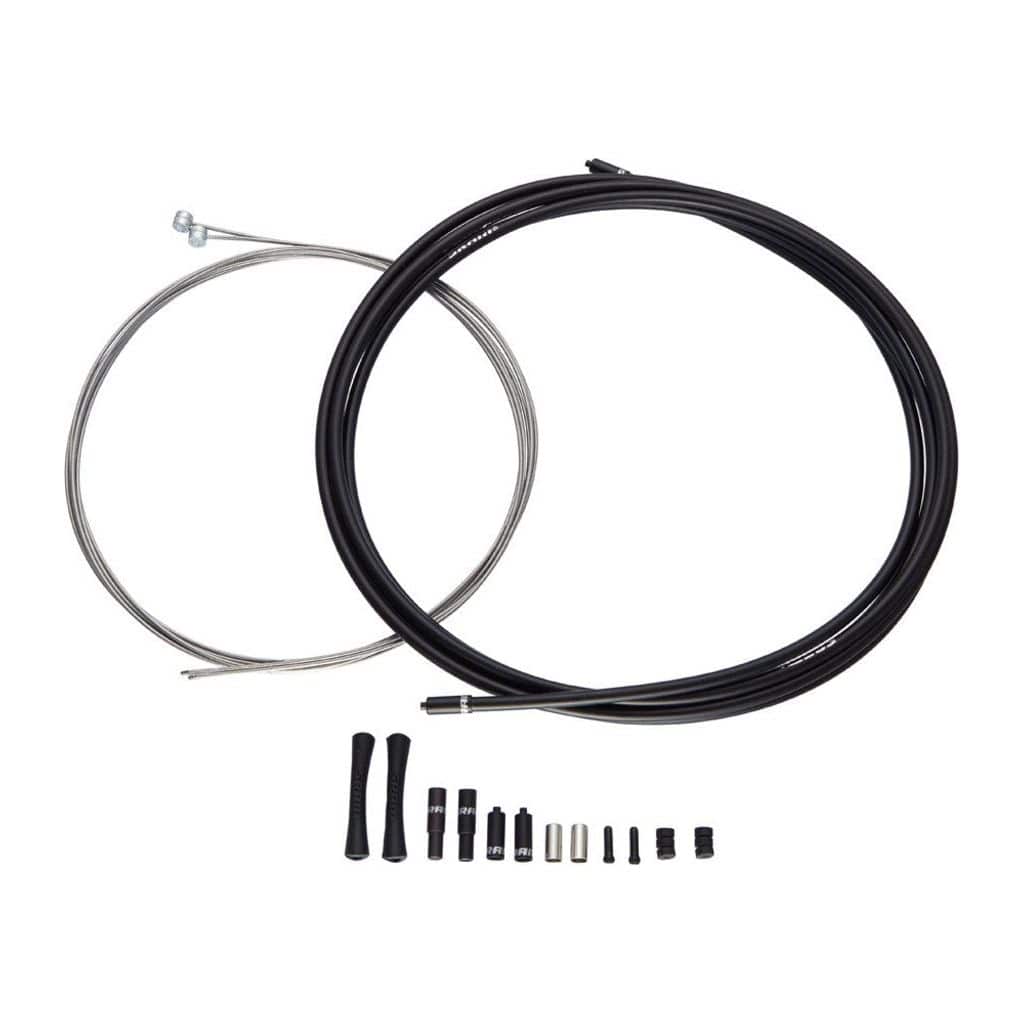 Zwart Sram race binnenremkabel 1,5 mm dikte en 1750 mm lengte, geschikt voor racefietsen, zichtbaar in de afbeelding.