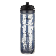 Zefal Bidon Arctica 75 van 750 ml, heldere waterfles voor fietsen, met zwarte afsluitdop en merklogo.