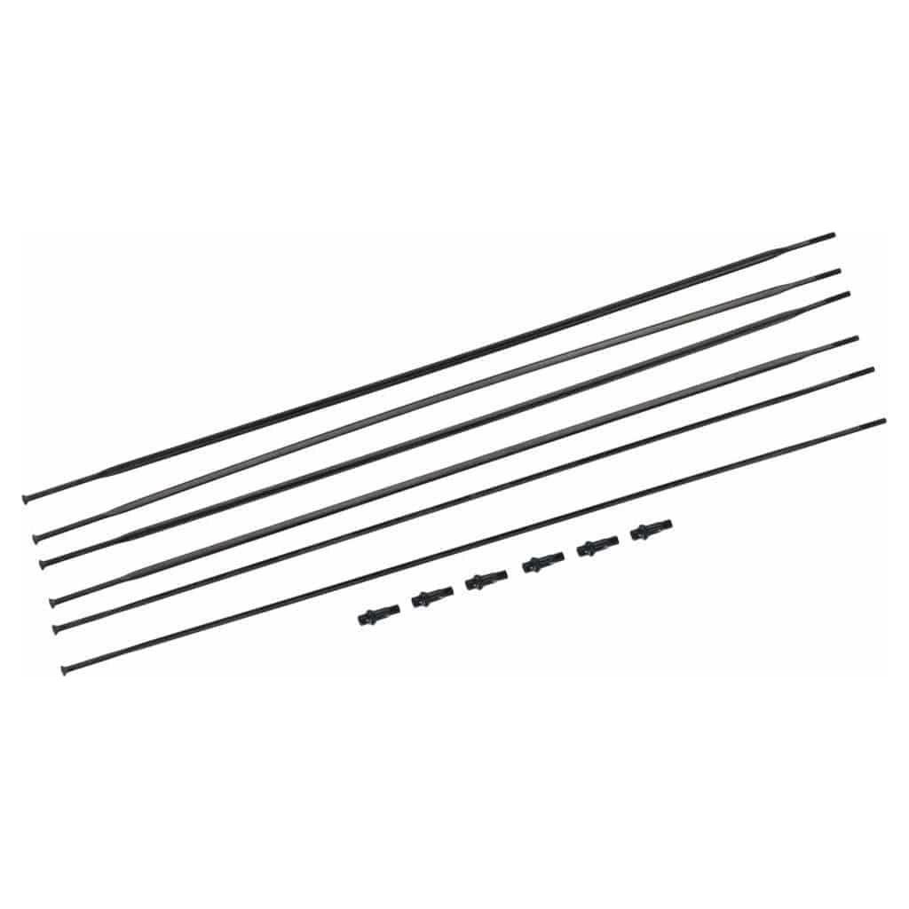Zwart set van 6 DT Swiss Spaakkit DT HG1800 Spline 25 Db 28 voor racefietsen, inclusief wielen en spaken