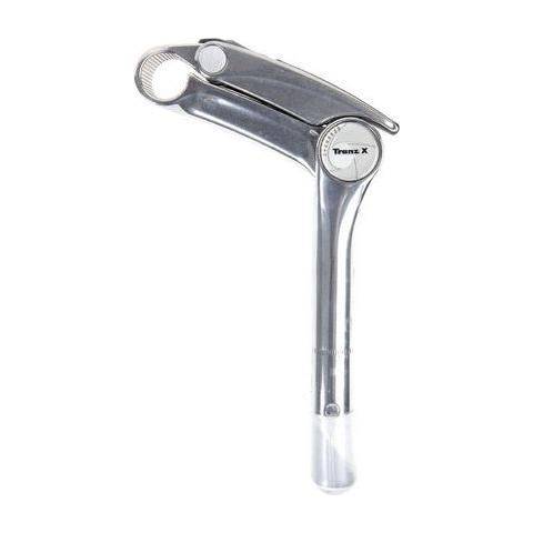 Verstelbare Tranz X Jdst71 stuurpen in zilver, 25,4 mm diameter, 180x110 mm afmetingen, voor mountainbikes en racefietsen.