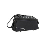 Zwarte New Looxs sporttrunkbag voor bagagedrager, kleine 13-liter tas met racktime bevestiging, geschikt voor fietsaccessoires