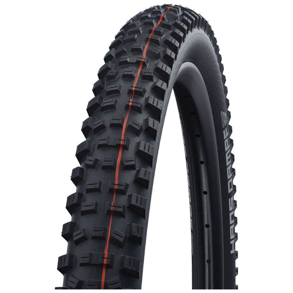 Zwarte 29-inch Schwalbe Hans Dampf TLE ADDIX Soft MTB buitenband met Super Gravity constructie en Vouwband voor mountainbikes
