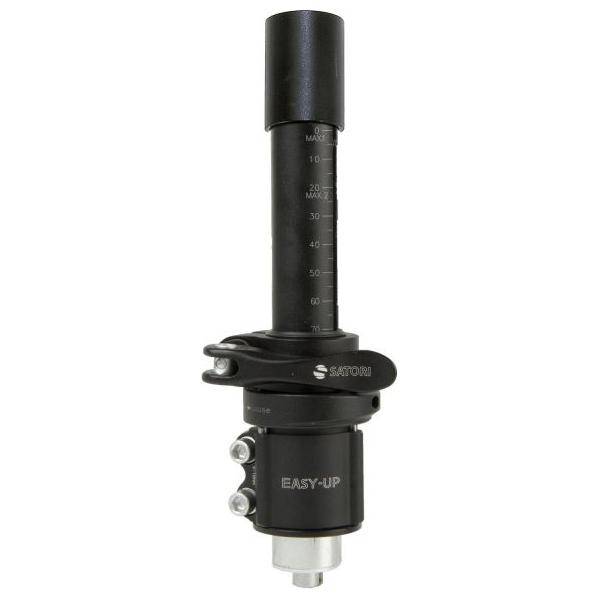 Zwarte Satori stuurpenverlenger Easy Up 1-1/8" voor verstelbare stuurverlenging op fiets, zichtbaar in de afbeelding.