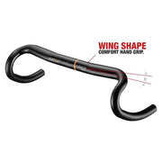 Zwart Satori X-Race Aero stuur met Ø31,8 mm en lengte van 400 mm, racefiets stuur voor aerodynamisch rijgedrag.