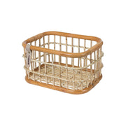 Basil Green Life rotan fietsmand voor fiets, ecologisch rotan met handvat, geschikt voor stadsfietsen en bagage.