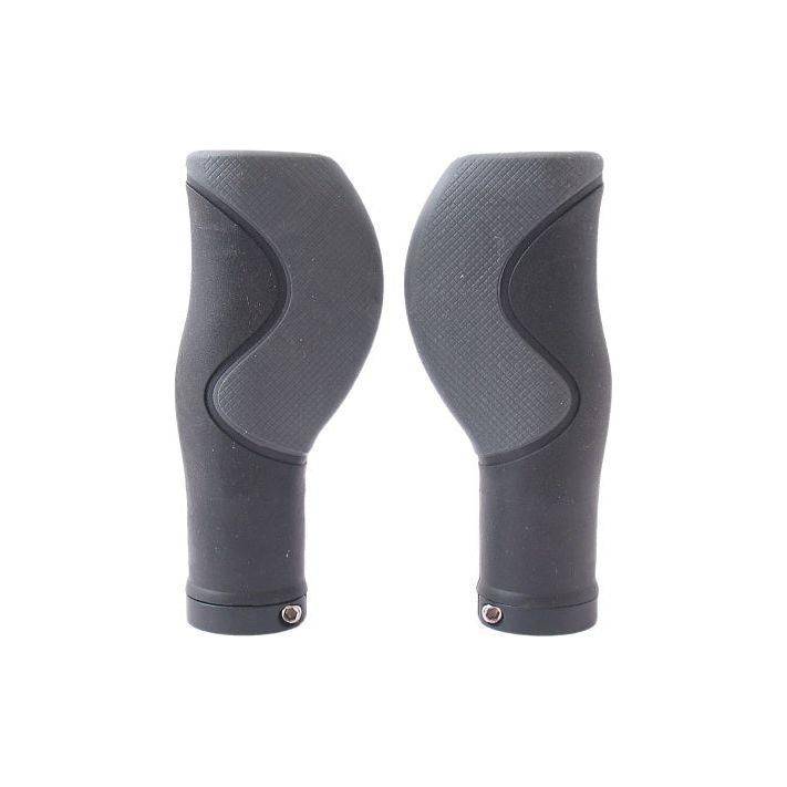 Zwart Marwi Ergo 3-Componenten handvatten met 2-kanten openingen, 128 mm lang, geschikt voor fiets of gereedschap