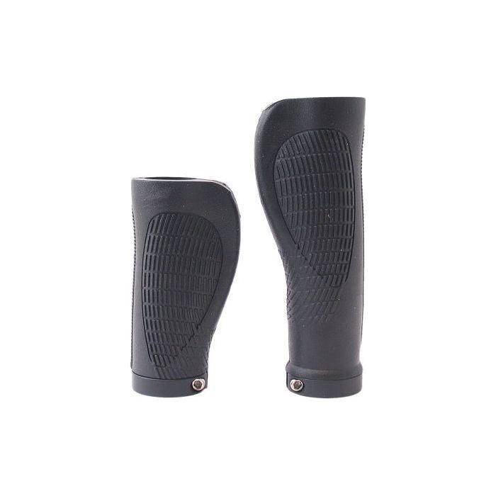 Zwarte Marwi ergonomische handvatten set GP03LS, 2-componenten, 128/95 mm, geschikt voor fiets of scooter