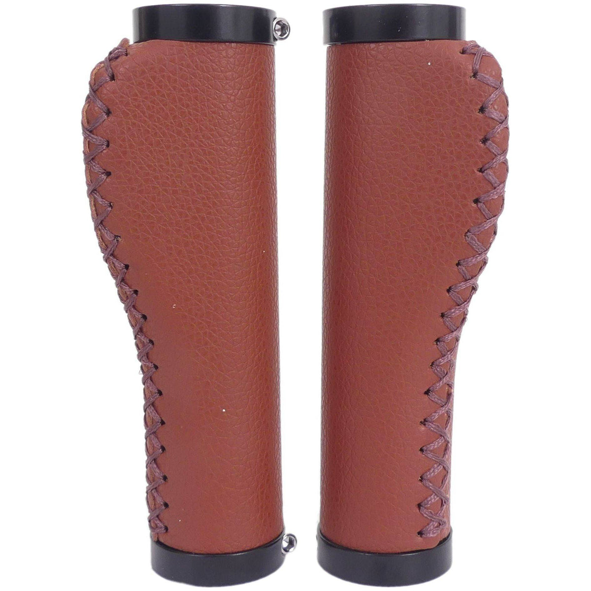 Edge leren handvatset 135/135 mm in camelbruin met slotring, inclusief werkplaatsverpakking, geschikt voor fietsonderdelen.