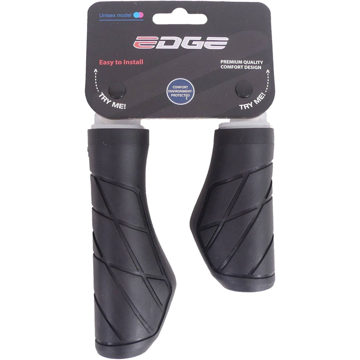 Zwart Edge Urban 135/95 mm ergonomische handvatten voor fiets, zachte grip en comfortabel ontwerp, zichtbaar in de afbeelding