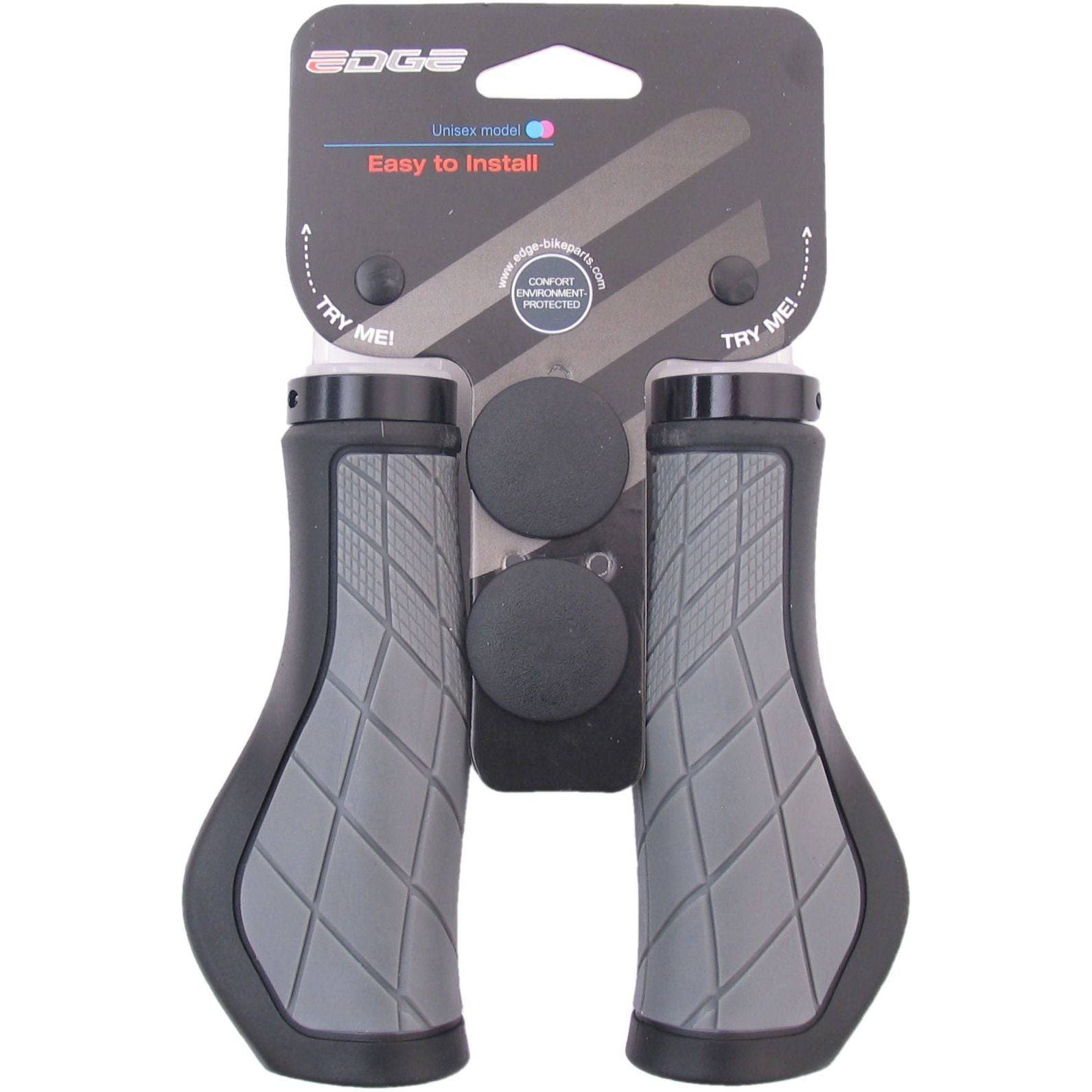 Edge Handvatten Ergocity Met Lockring - 2X136Mm - Zwart/Grijs - Le Coq Wielerartikelen