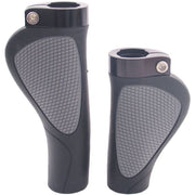 Zwarte en grijze Edge Ergocity Plus handvatset van 136/95 mm met lockring, geschikt voor fietscomfort en grip