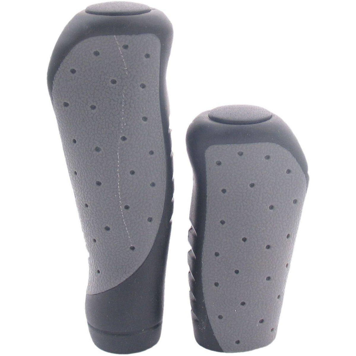 Zwarte en grijze Edge Ergocity handvatset met rubberen, zachte grip voor comfortabele fietshandvatten.