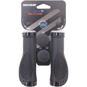 Edge Ergo City handvatset met dubbele lockring, zwart, 130 mm, comfortabel handvat voor stadsfietsen, geschikt voor diverse fietsen.