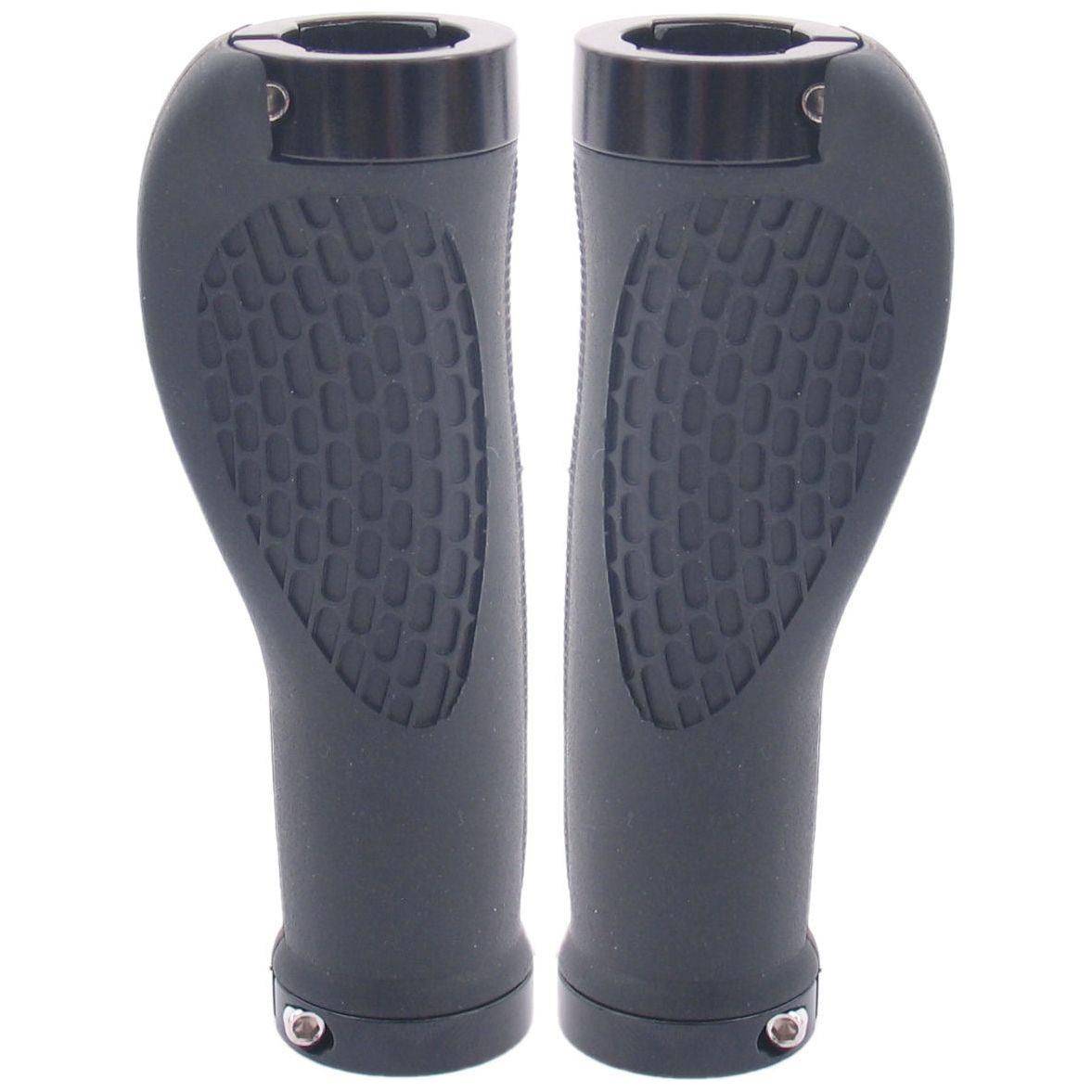 Zwarte Edge Edge Ergo City 130 mm handvatset met dubbele lockring, comfortabel en stevig voor stadsfietsen.