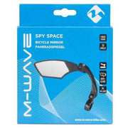 M-Wave fiets spiegel voor links, Spy Space model met klemmontage, zichtbaar op een fiets, voor veilig achterom kijken.